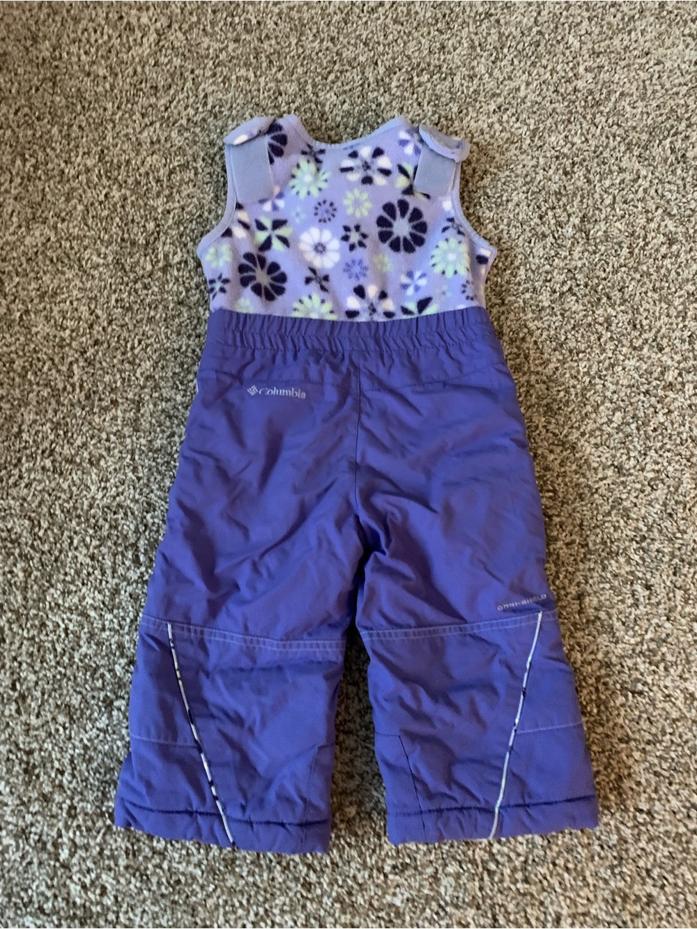 Columbia Girl Purple 2T Kids Snow Bib Pants - Floral Top